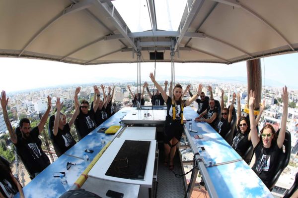 Tell Us Your Story campaign at Dinner in the Sky Athens